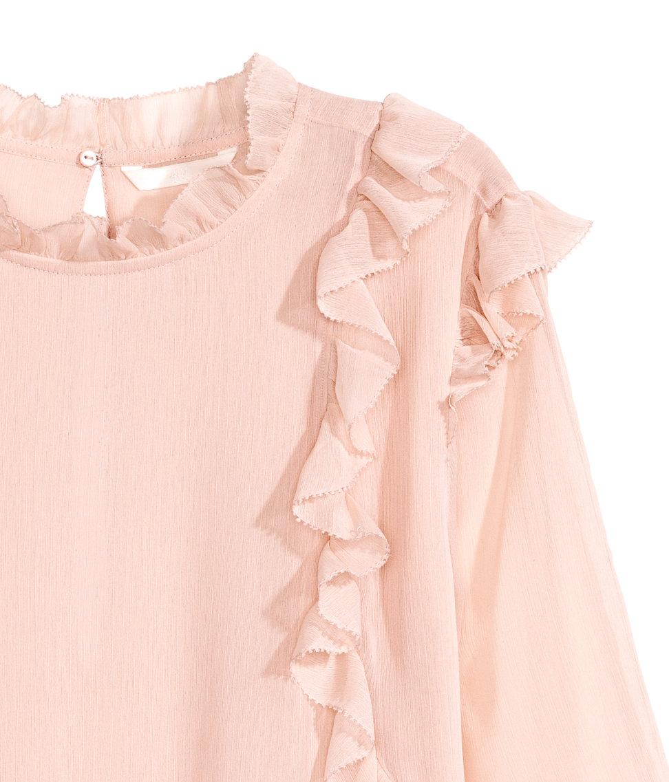 h&m pink ruffle blouse